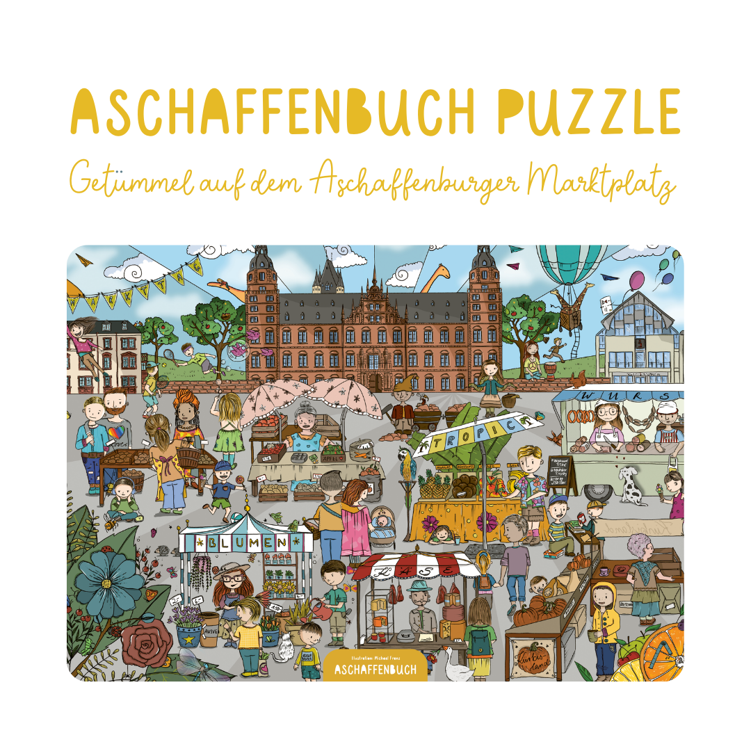 Blogbild Neues Produkt - Das Aschaffenbuch-Puzzle - Getümmel auf dem Aschaffenburger Marktplatz